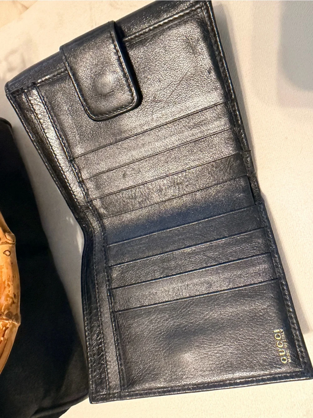 Gucci Black Suede Handbag with Bamboo Handles